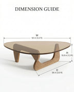 A premium tinted glass coffee table with a modern mid century center table base by Arris Concepts Luxury Pvt. Ltd.