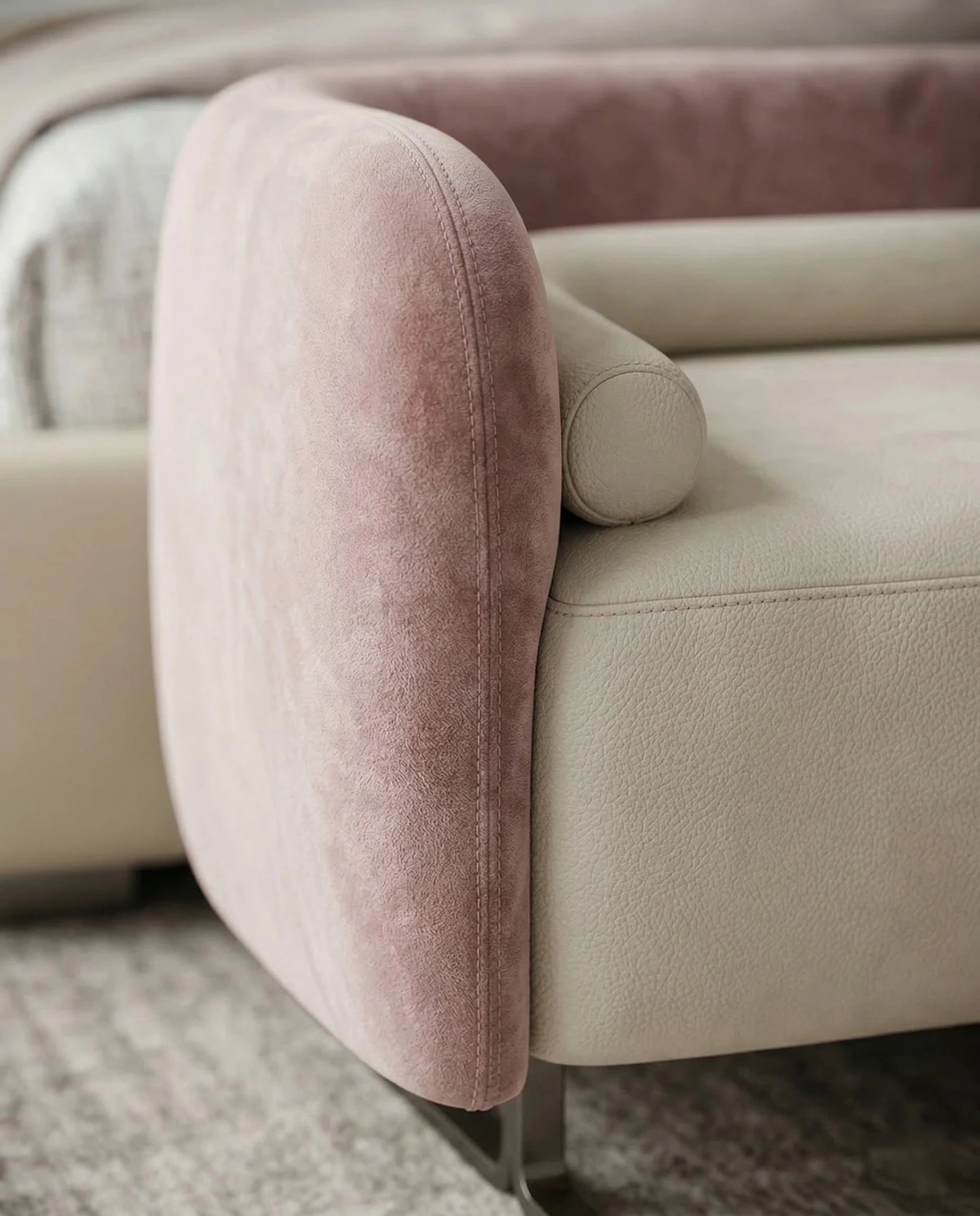 Beautiful premium two tone velvet bed end bench crafted by Arris Concepts Luxury Pvt. Ltd.