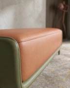 Masterfully crafted premium upholstered bed end bench with a sleek metal frame by Arris Concepts