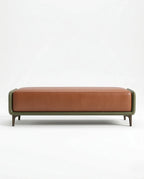 Masterfully crafted premium upholstered bed end bench with a sleek metal frame by Arris Concepts