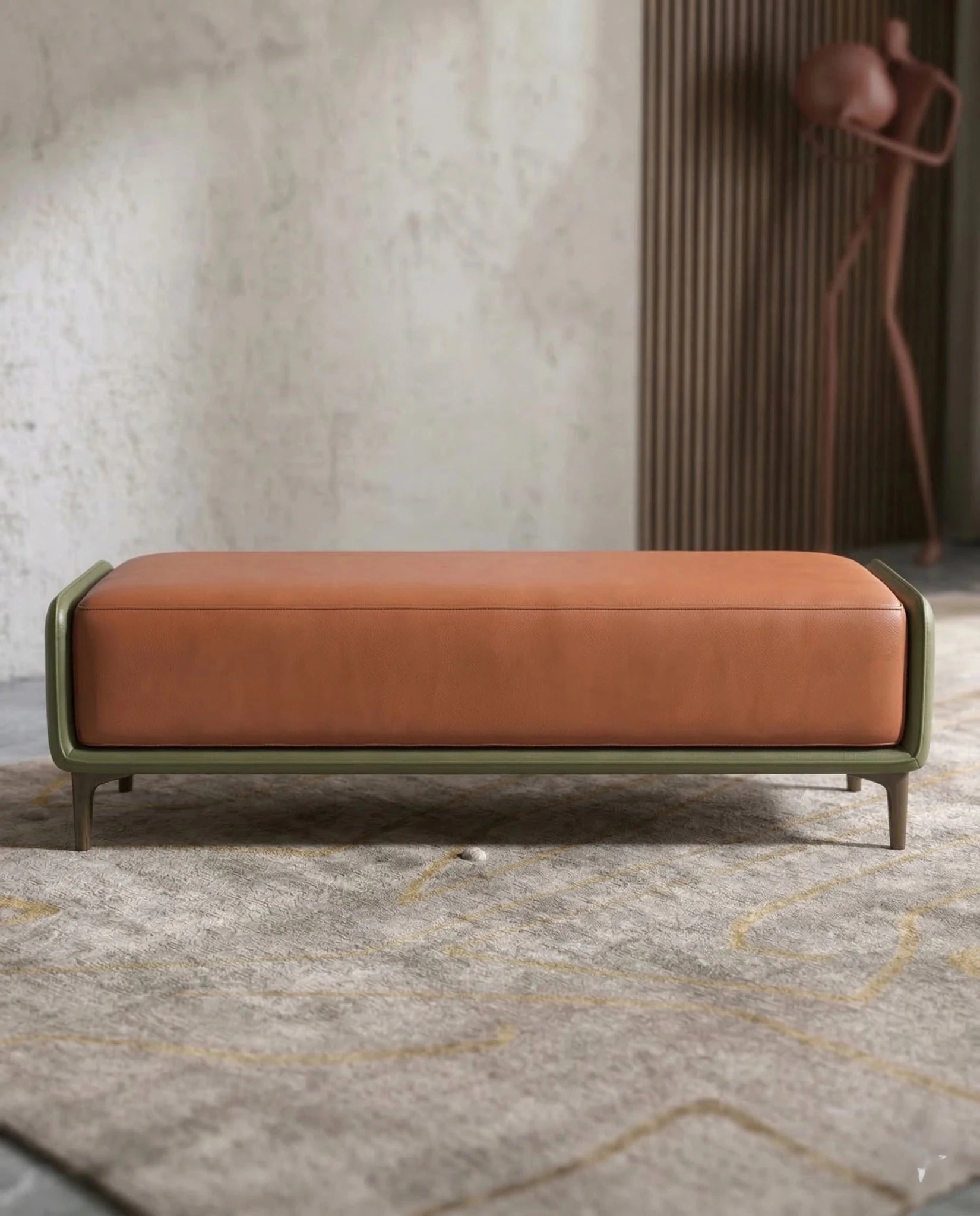Masterfully crafted premium upholstered bed end bench with a sleek metal frame by Arris Concepts