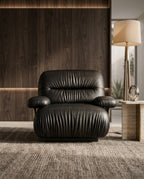 Postmodern Ruched Black Leather Armchair Arris Concepts