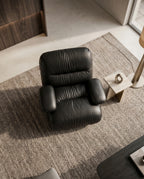 Postmodern Ruched Black Leather Armchair Arris Concepts