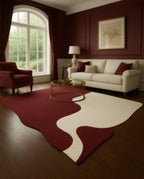 Masterfully crafted premium asymmetrical floor rug in a modern living room by Arris Concepts