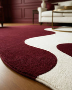 Masterfully crafted premium asymmetrical floor rug in a modern living room by Arris Concepts