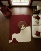 Masterfully crafted premium asymmetrical floor rug in a modern living room by Arris Concepts