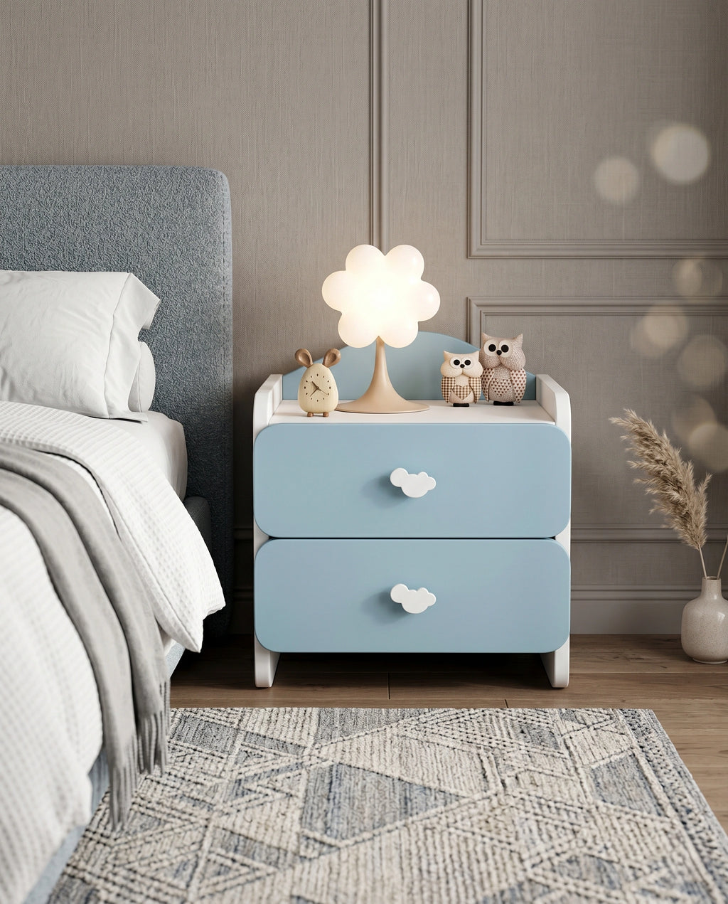 Premium Pastel Blue Cloud Nursery Side Table Arris Concepts