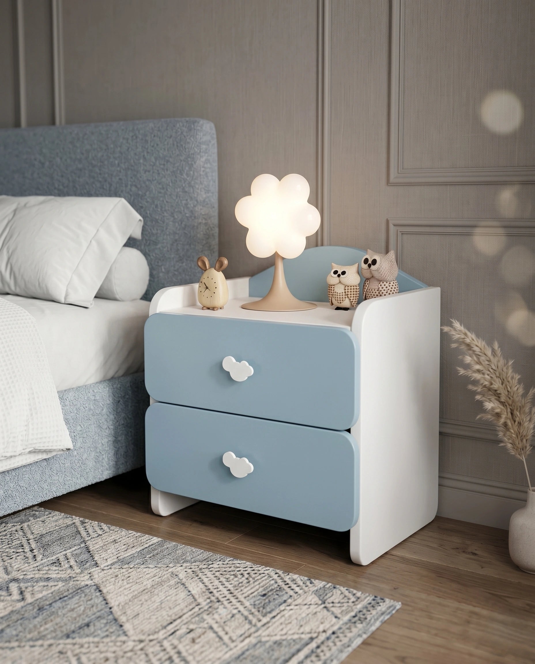 Premium Pastel Blue Cloud Nursery Side Table Arris Concepts