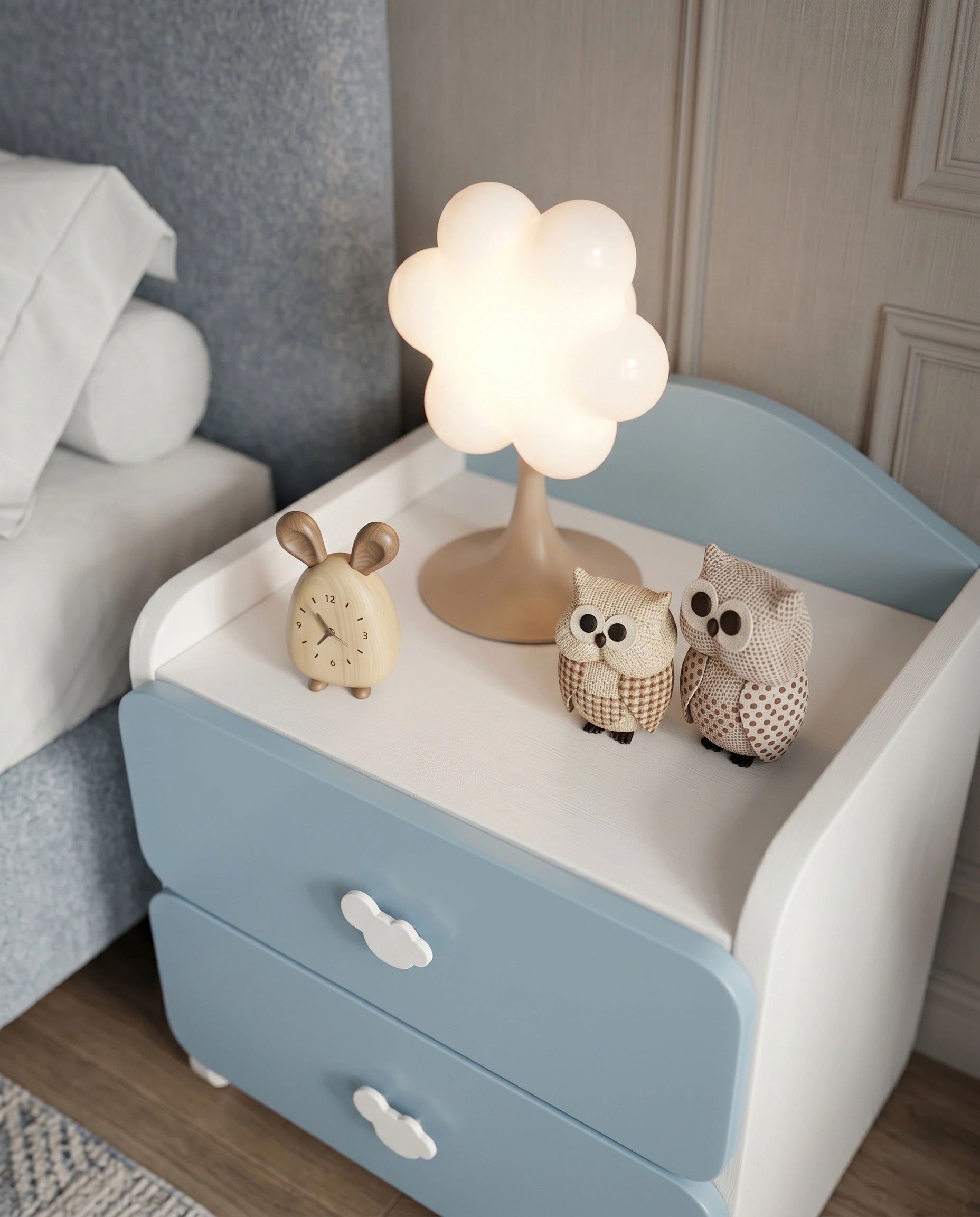Premium Pastel Blue Cloud Nursery Side Table Arris Concepts