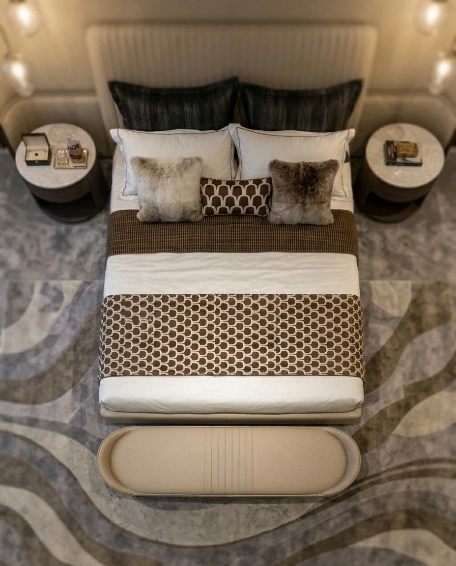 Modern Taupe Artificial Leather Architectural Bed End Bench Arris Concepts