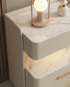 Beautiful modern leather accent table and premium cream marble side table crafted by Arris Concepts Luxury Pvt. Ltd.