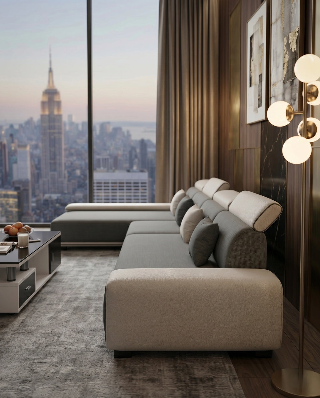 Modern Two-Tone Grey & White Sectional Sofa with Chaise Arris Concepts