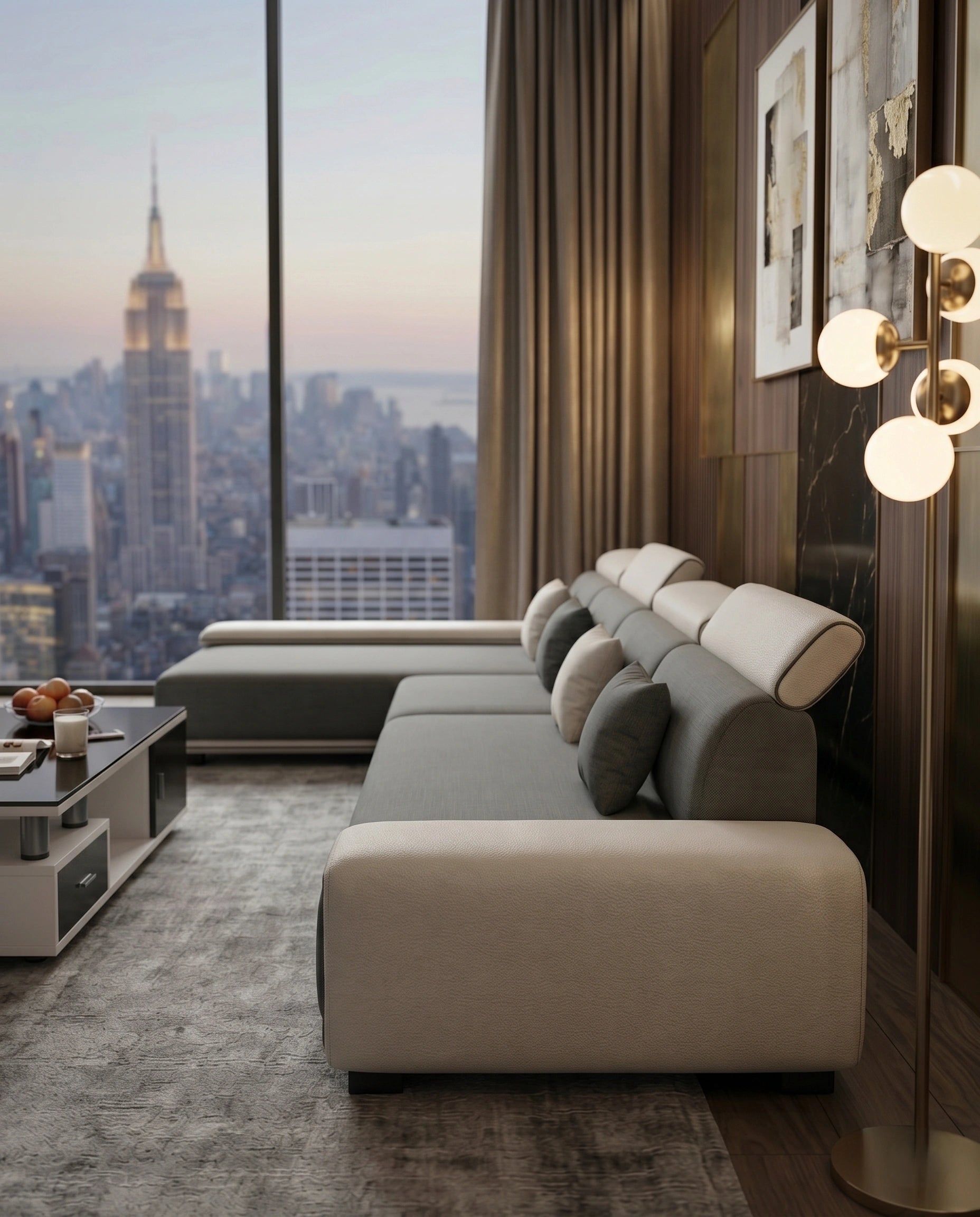 Modern Two-Tone Grey & White Sectional Sofa with Chaise Arris Concepts