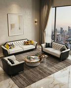 Modern Diamond Tufted Two-Tone 3-Piece Sofa Set Arris Concepts