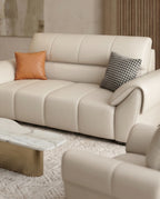 Contemporary Cream Leather 3-Piece Sofa Set Arris Concepts
