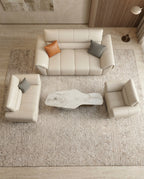 Contemporary Cream Leather 3-Piece Sofa Set Arris Concepts