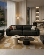 Modern Minimalist Black Leather 3-Piece Lounge Set Arris Concepts
