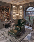 Heritage Emerald Green Leather Wingback Chair & Ottoman Arris Concepts