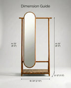Luxury freestanding solid wood floor mirror with valet by Arris Concepts