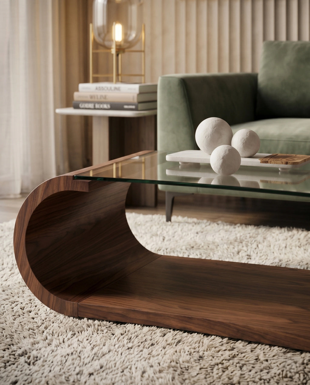 Sculptural Bentwood & Glass Asymmetrical Center Table Arris Concepts