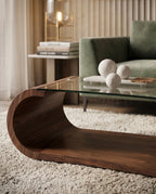 Sculptural Bentwood & Glass Asymmetrical Center Table Arris Concepts