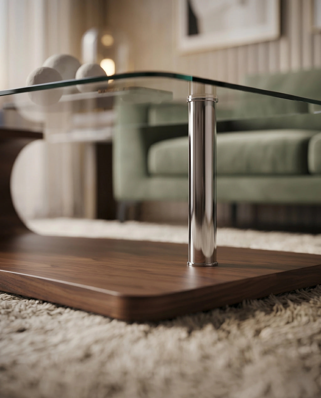 Sculptural Bentwood & Glass Asymmetrical Center Table Arris Concepts