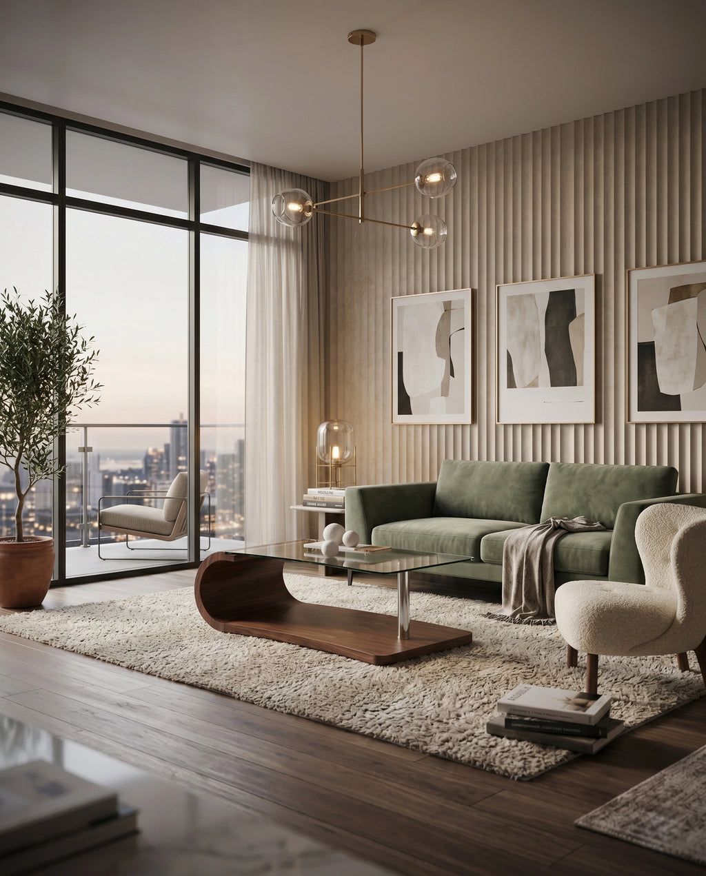 Sculptural Bentwood & Glass Asymmetrical Center Table Arris Concepts