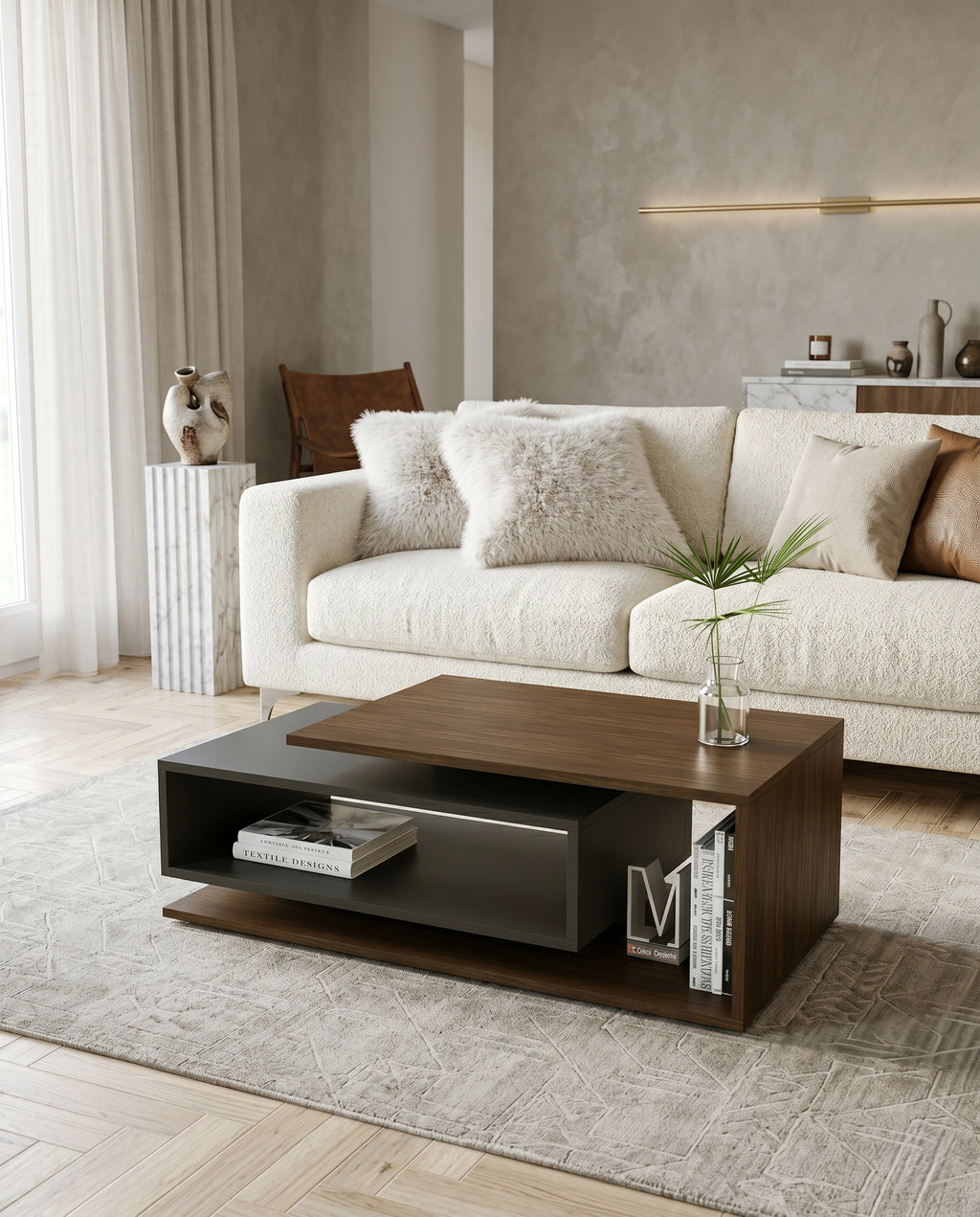 Architectural Tiered Two-Tone Modular Center Table Arris Concepts
