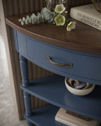 Classic Two-Tone Navy Blue Corner Side Table Arris Concepts
