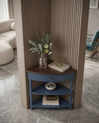 Classic Two-Tone Navy Blue Corner Side Table Arris Concepts