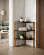 Minimalist Two-Tone 3-Tier Corner Side Table Arris Concepts