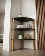 Minimalist Two-Tone 3-Tier Corner Side Table Arris Concepts