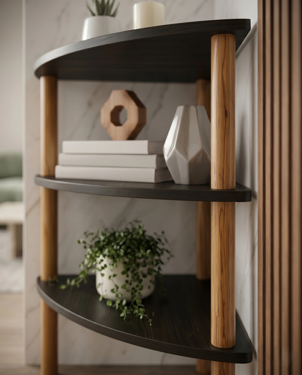 Minimalist Two-Tone 3-Tier Corner Side Table Arris Concepts