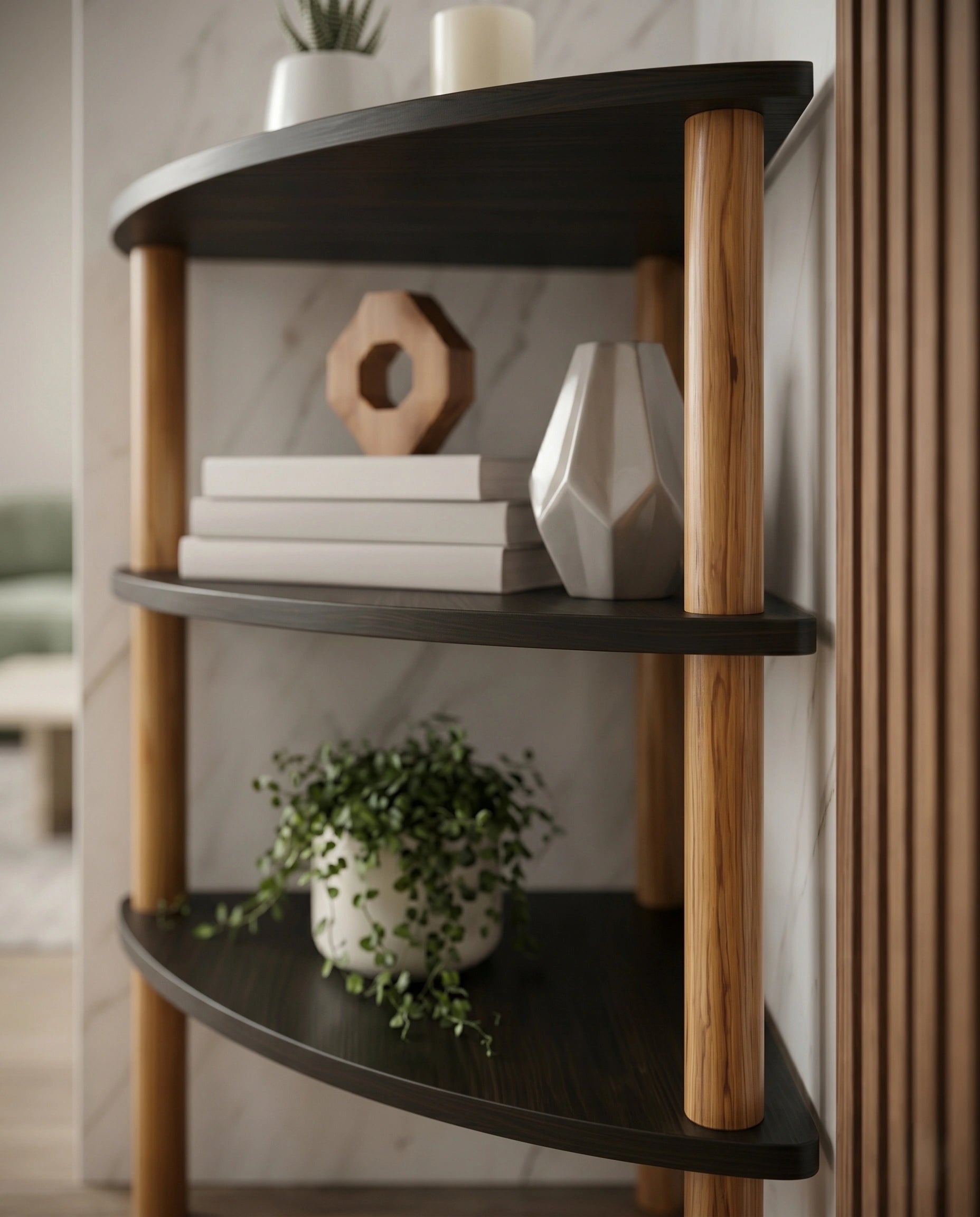 Minimalist Two-Tone 3-Tier Corner Side Table Arris Concepts