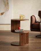 Architectural Walnut Tiered Corner Table Arris Concepts