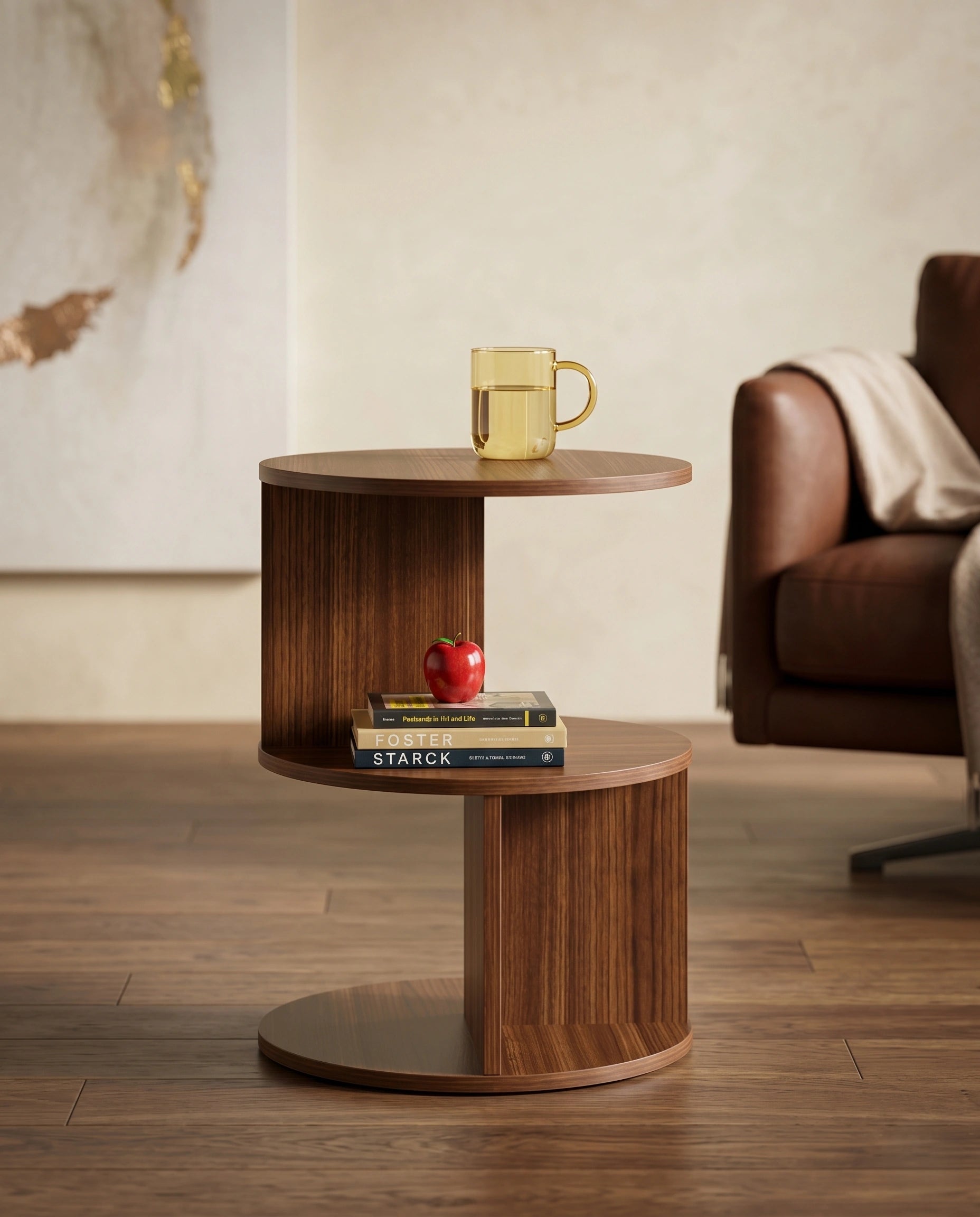 Architectural Walnut Tiered Corner Table Arris Concepts