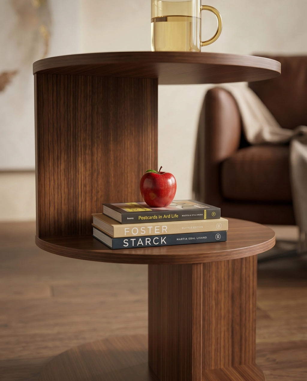 Architectural Walnut Tiered Corner Table Arris Concepts
