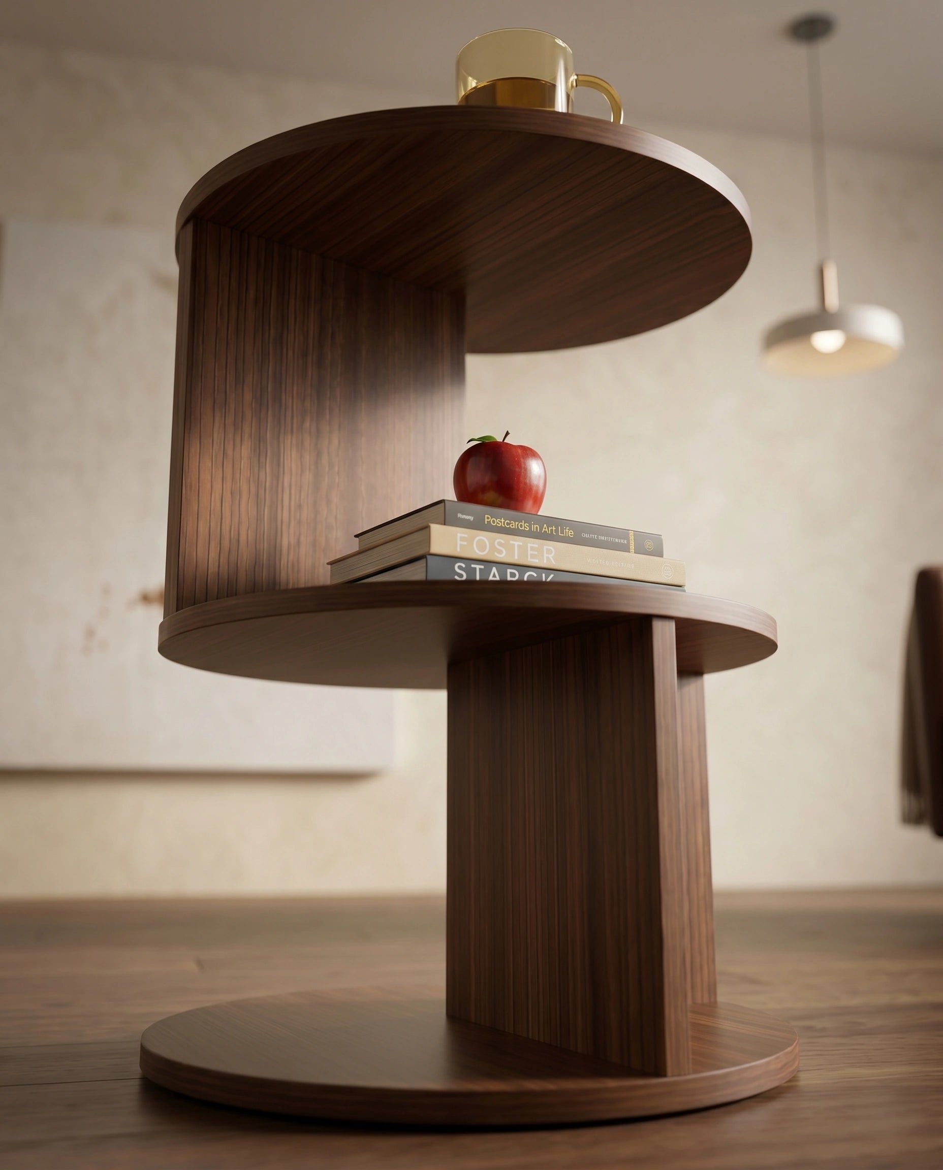 Architectural Walnut Tiered Corner Table Arris Concepts