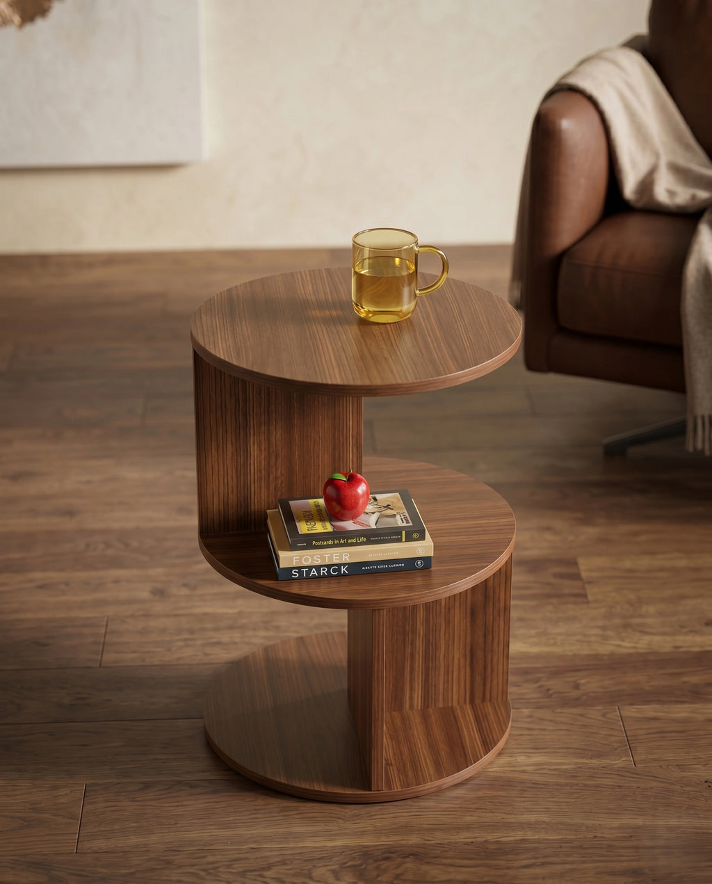 Architectural Walnut Tiered Corner Table Arris Concepts