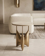 Sculptural Brass & Ivory Shagreen Corner Table Arris Concepts