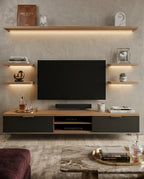 72-Inch Minimalist Wood & Charcoal TV Console Arris Concepts