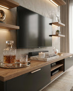 72-Inch Minimalist Wood & Charcoal TV Console Arris Concepts