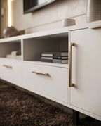 Ultra-Long Minimalist White TV Ledge & Console Arris Concepts