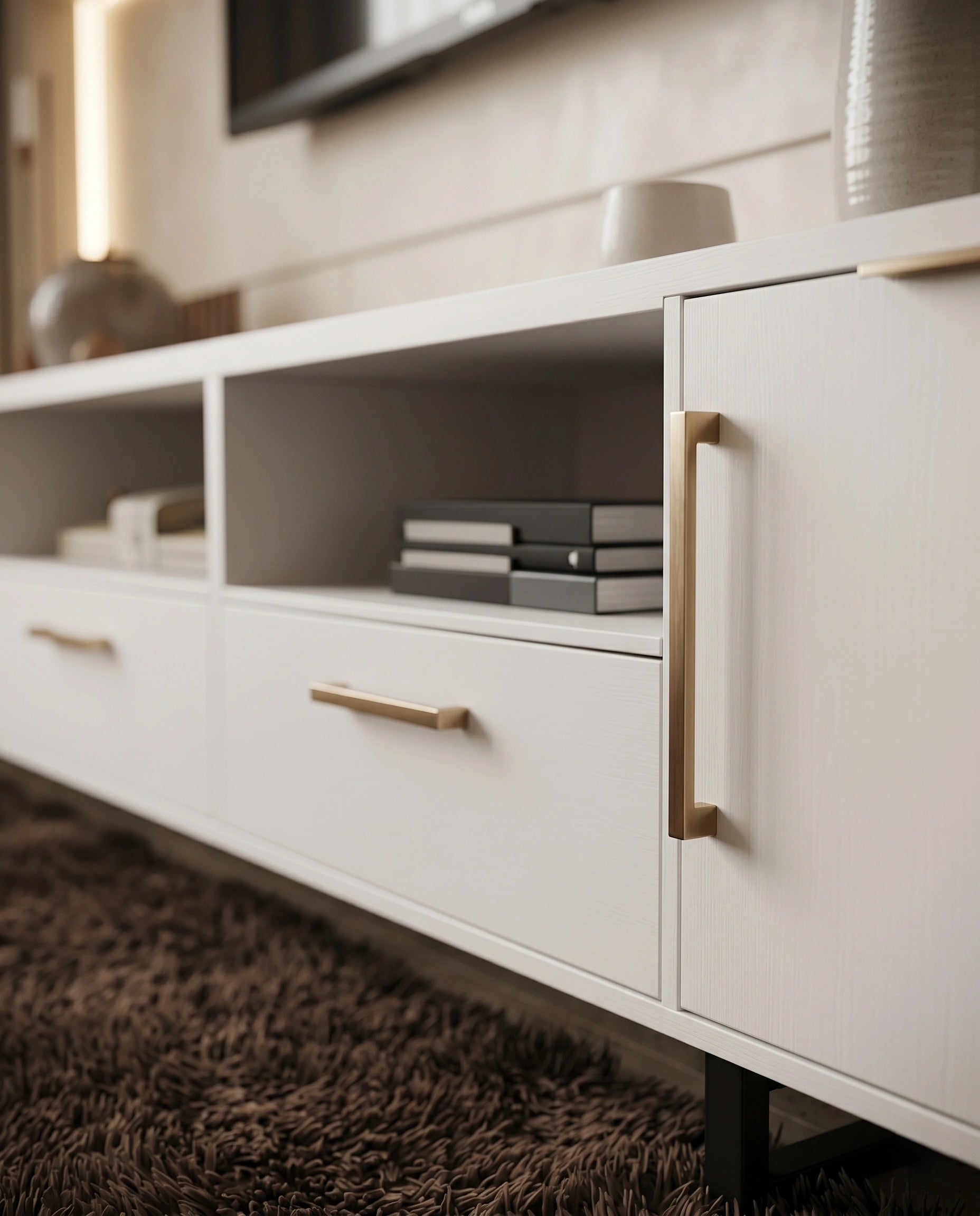 Ultra-Long Minimalist White TV Ledge & Console Arris Concepts