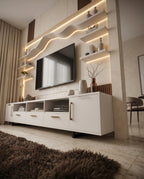 Ultra-Long Minimalist White TV Ledge & Console Arris Concepts