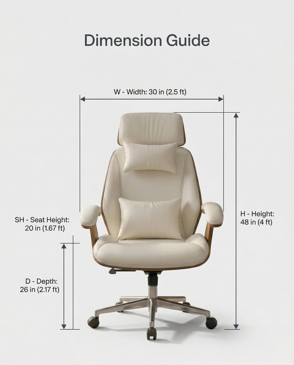 A white leather and wood office chair and modern executive desk chair by Arris Concepts Luxury Pvt. Ltd.