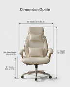 A white leather and wood office chair and modern executive desk chair by Arris Concepts Luxury Pvt. Ltd.