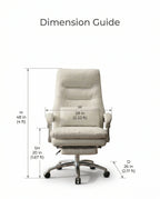 A white leather reclining office chair and modern executive desk chair by Arris Concepts Luxury Pvt. Ltd.