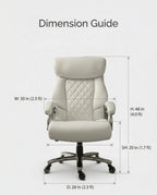 A white tufted executive desk chair and designer white home office seating by Arris Concepts Luxury Pvt. Ltd.